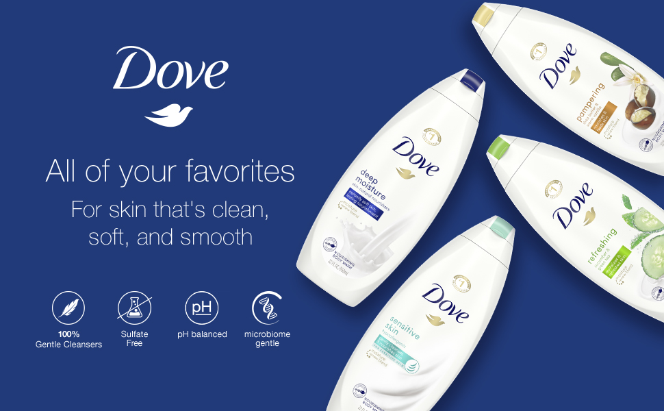 Dove Mixed Body Wash Pack with Skin Natural Nourishers for Instantly Soft Skin and Lasting Nourishment Cleanser That Effectively Washes Away Bacteria