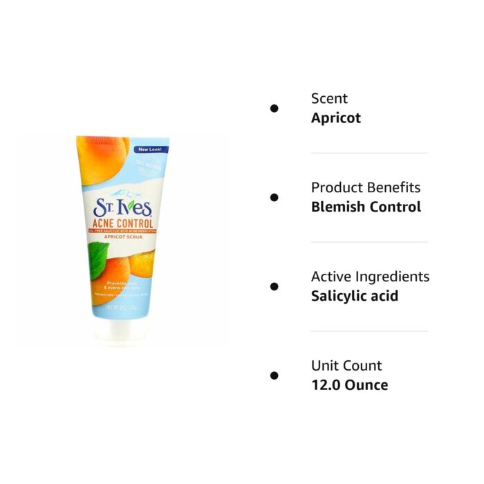 St. Ives Naturally Clear Apricot Scrub, Blemish Control 6 oz (Pack of 2)