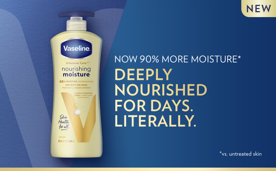 Vaseline Intensive Care Nourishing Moisture Body Lotion for Dry Skin, Made with Ultra-Hydrating Lipids + Pure Oat Extract for Nourished, Healthy-Looking