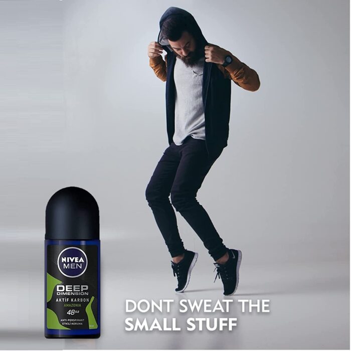 Nivea For Men Deodorant Roll-On Dimension - Amazonia, Anti Perspirant, 48h 1.7oz/50ml (Pack of 3 ) (Amazonia)