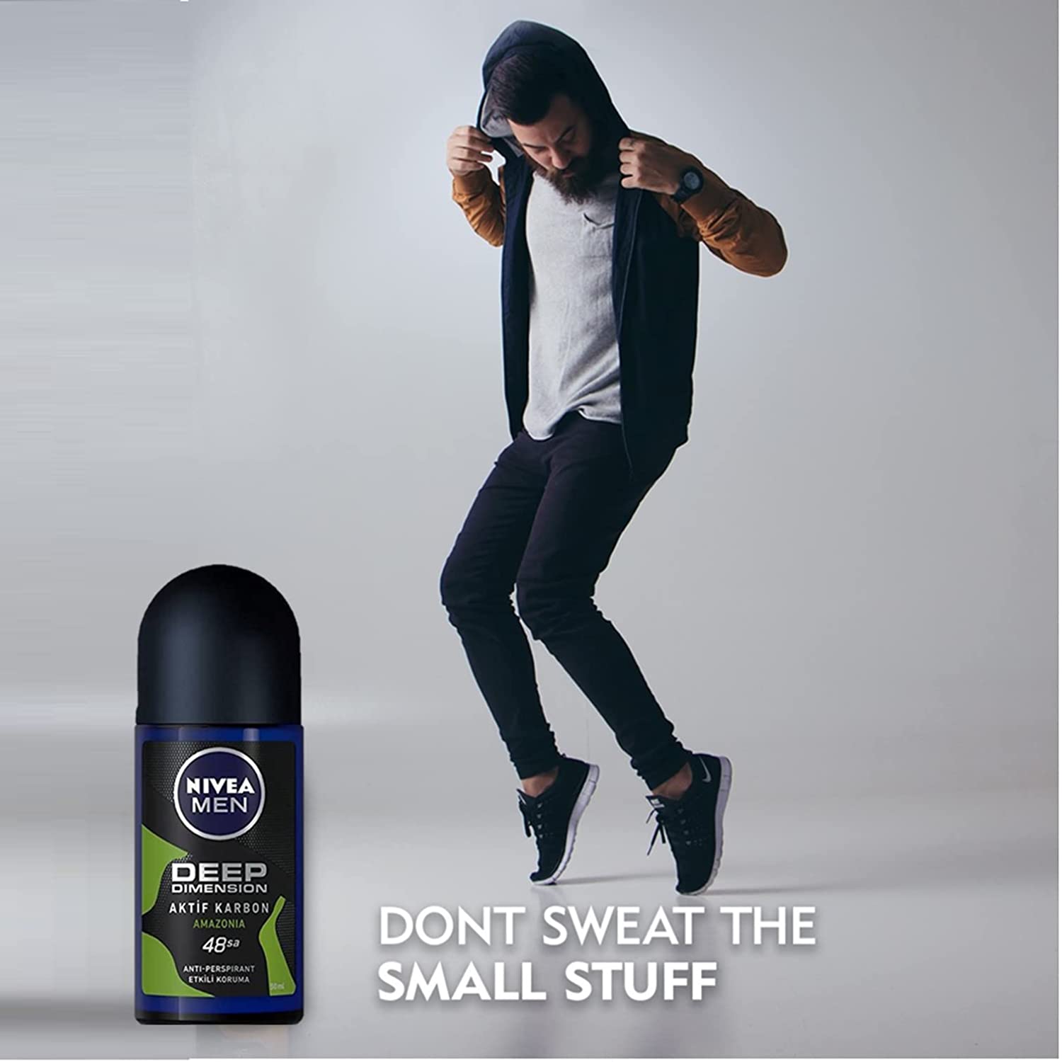 Nivea For Men Deodorant Roll-On Dimension - Amazonia, Anti Perspirant, 48h 1.7oz/50ml (Pack of 3 ) (Amazonia)