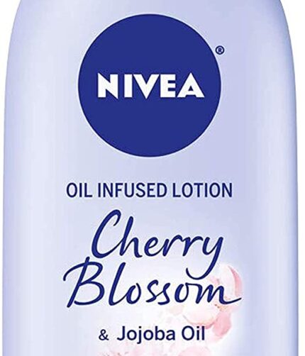 NIVEA Oil Infused Body Lotion, Cherry Blossom Lotion with Jojoba Oil, Moisturizing Body Lotion for Dry Skin, 16.9 Fl Oz Pump Bottle
