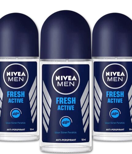 Nivea Men Anti Perspirant Roll On, Fresh Active Longlasting Freshness Ocean Extracts, 48 Hour Protection, 1.7 Ounce (Pack of 3)