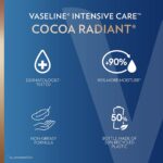 Vaseline Intensive Care Body Lotion for Dry Skin Cocoa Radiant Lotion Made with Ultra-Hydrating Lipids and Pure Cocoa Butter for a Long-Lasting, Radiant