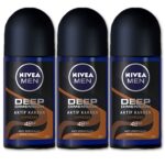 Nivea For Men Deodorant Roll-On Dimension - Dark Wood + Espresso + Amazonia, Anti Perspirant, 48h 1.7oz/50ml (Pack of 3 Bundle) (Espresso)