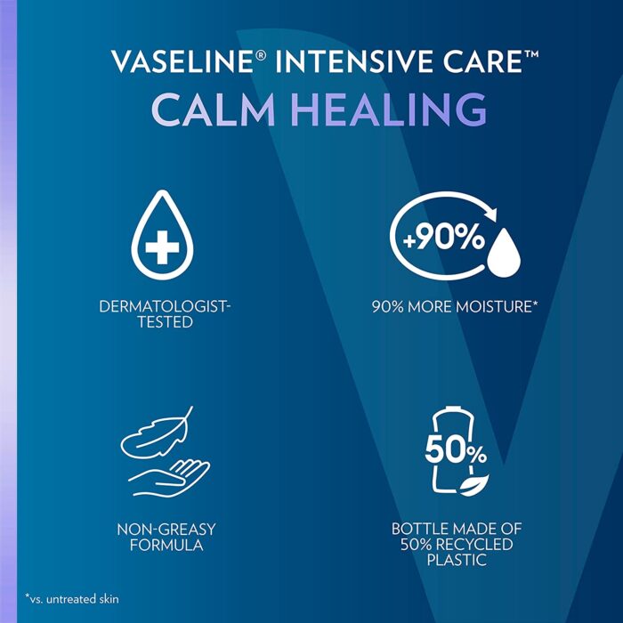 Vaseline Intensive Care Calm Healing Body Lotion for Dry Skin Lotion Made with Ultra-Hydrating Lipids and Lavender Extract to Heal and Restore Dry Skin