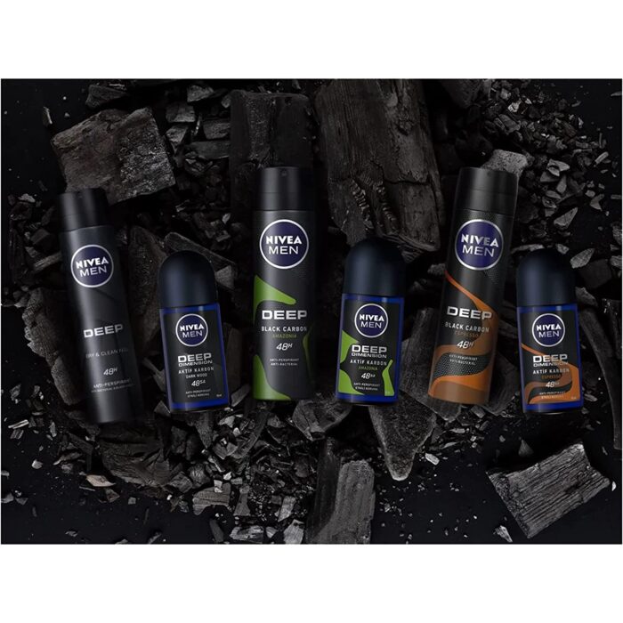 Nivea For Men Deodorant Roll-On Dimension - Dark Wood + Espresso + Amazonia, Anti Perspirant, 48h 1.7oz/50ml (Pack of 3 Bundle) (Espresso)