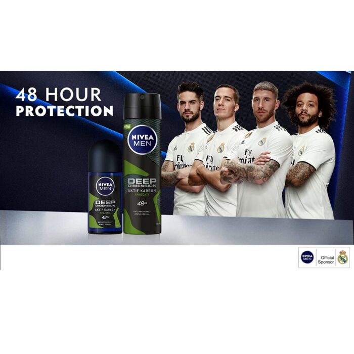Nivea For Men Deodorant Roll-On Dimension - Amazonia, Anti Perspirant, 48h 1.7oz/50ml (Pack of 3 ) (Amazonia)