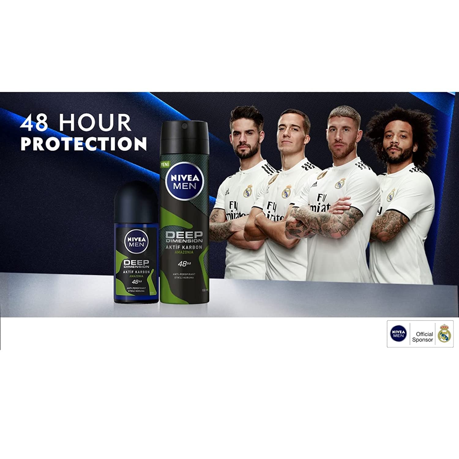 Nivea For Men Deodorant Roll-On Dimension - Amazonia, Anti Perspirant, 48h 1.7oz/50ml (Pack of 3 ) (Amazonia) Nivea For Men Deodorant Roll-On Dimension - Amazonia, Anti Perspirant, 48h 1.7oz/50ml (Pack of 3 ) (Amazonia)