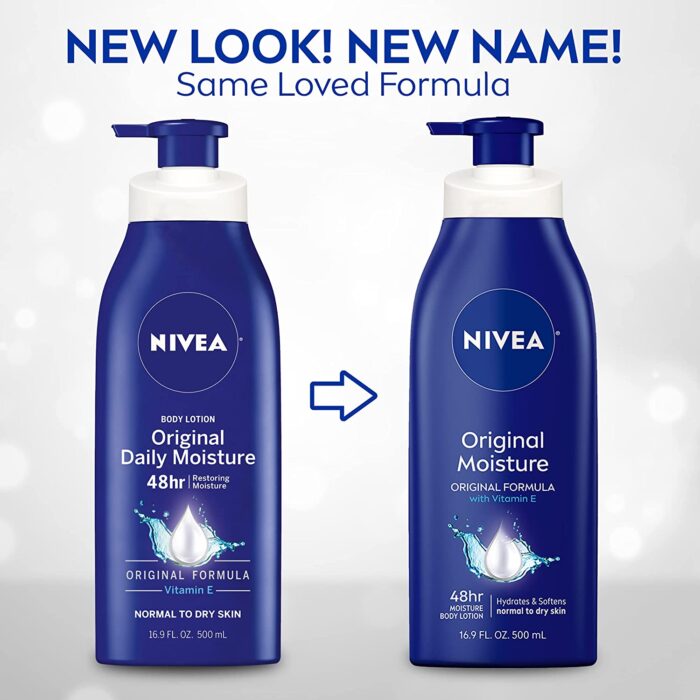 NIVEA Original Moisture Body Lotion with Vitamin E, 16.9 Fl Oz Pump Bottle