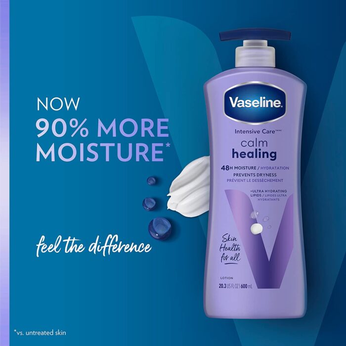 Vaseline Intensive Care Calm Healing Body Lotion for Dry Skin Lotion Made with Ultra-Hydrating Lipids and Lavender Extract to Heal and Restore Dry Skin