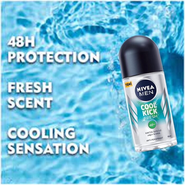 Nivea Men Roll-On- Antiperspirant Deodorant, (Pack Of 3) (Cool Kick Fresh)