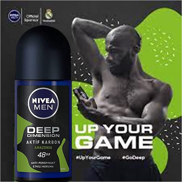 Nivea For Men Deodorant Roll-On Dimension - Dark Wood + Espresso + Amazonia, Anti Perspirant, 48h 1.7oz/50ml (Pack of 3 Bundle) (SET)