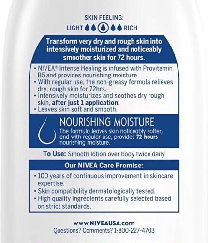 NIVEA Intense Healing Body Lotion, 72 Hour Moisture for Dry to Very Dry Skin, Body Lotion for Dry Skin, 16.9 Fl Oz Pump Bottle