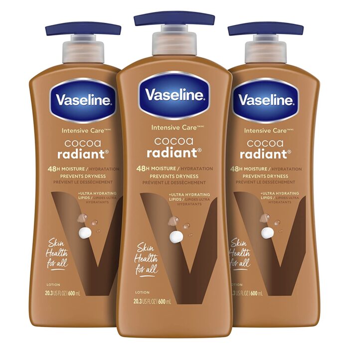 Vaseline Intensive Care Body Lotion for Dry Skin Cocoa Radiant Lotion Made with Ultra-Hydrating Lipids and Pure Cocoa Butter for a Long-Lasting, Radiant