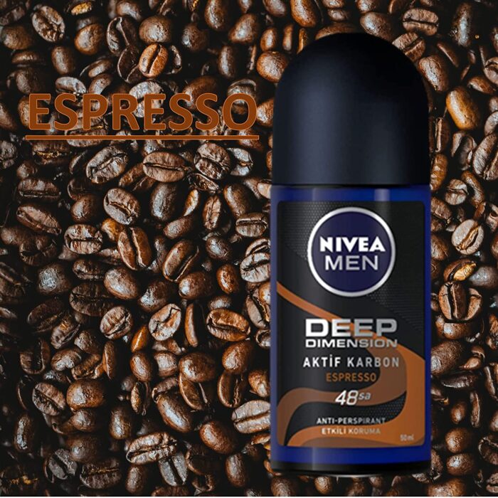 Nivea For Men Deodorant Roll-On Dimension - Dark Wood + Espresso + Amazonia, Anti Perspirant, 48h 1.7oz/50ml (Pack of 3 Bundle) (SET)