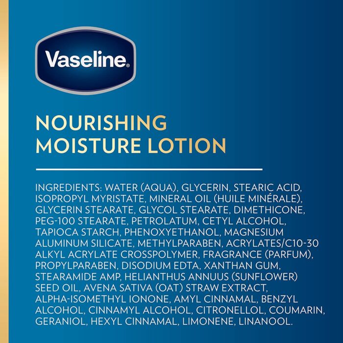 Vaseline Intensive Care Nourishing Moisture Body Lotion for Dry Skin, Made with Ultra-Hydrating Lipids + Pure Oat Extract for Nourished, Healthy-Looking
