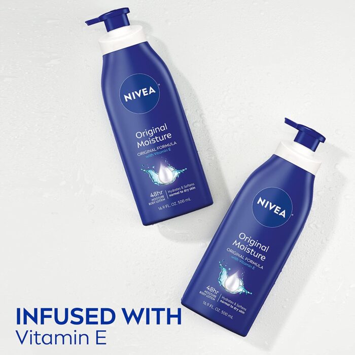 NIVEA Original Moisture Body Lotion with Vitamin E, 16.9 Fl Oz Pump Bottle