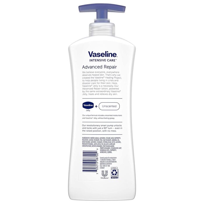 Vaseline Intensive Care Body Lotion, Advanced Repair Unscented, 20.3 oz